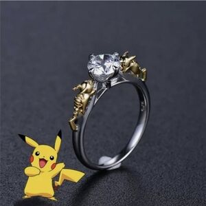 New Pikachu Pokémon Custom Design Silver Ring.